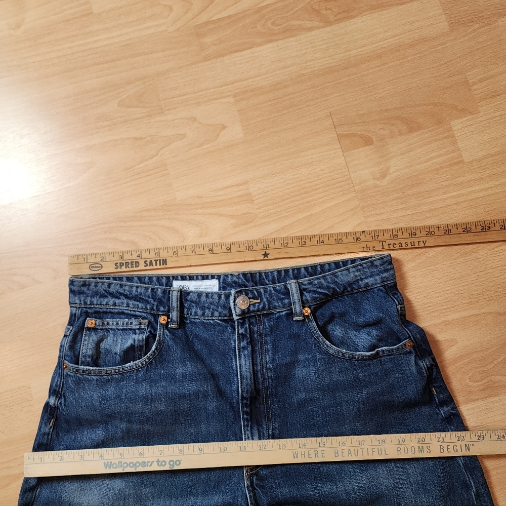 Zara Barrel Jeans Women's Size 10 Medium Wash Rigid Denim 29" Inseam Hi-Rise - Picture 7 of 16
